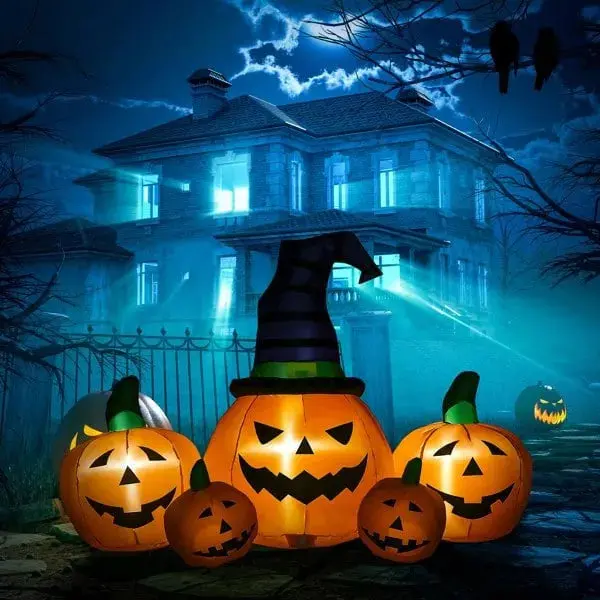 1.2m Inflatable Pumpkin Family Set | UV-Resistant Polyester with Integrated LED Lights by OUTSUNNY