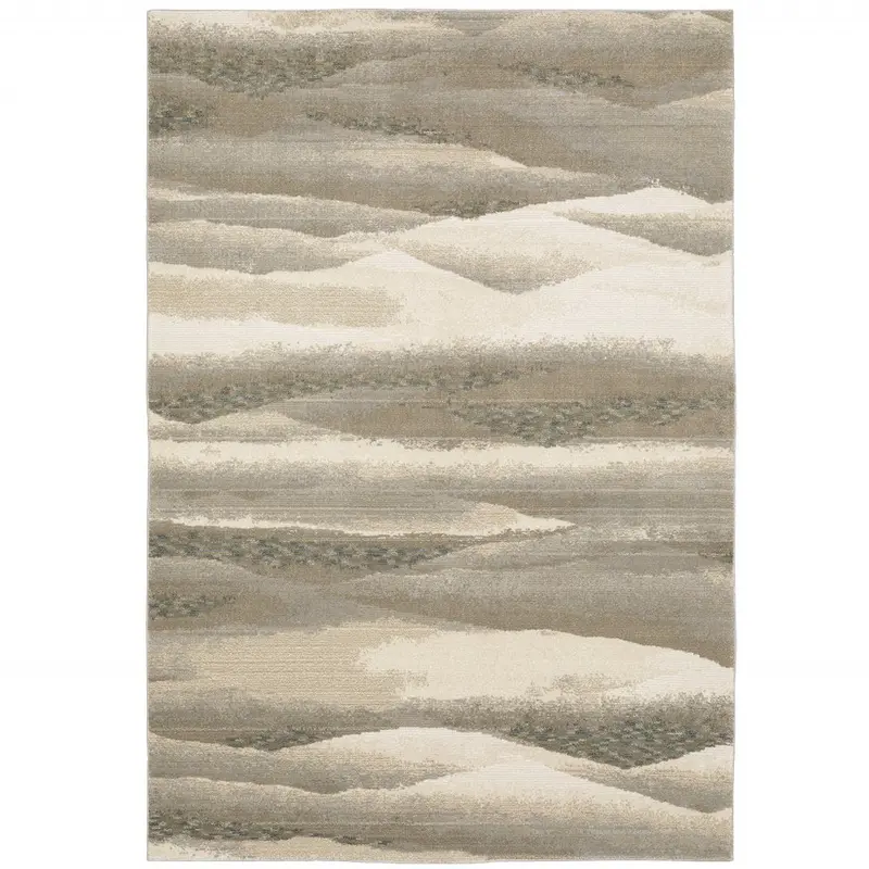 10 ft × 13 ft Blue-and-Gray Abstract Power-Loom Area Rug