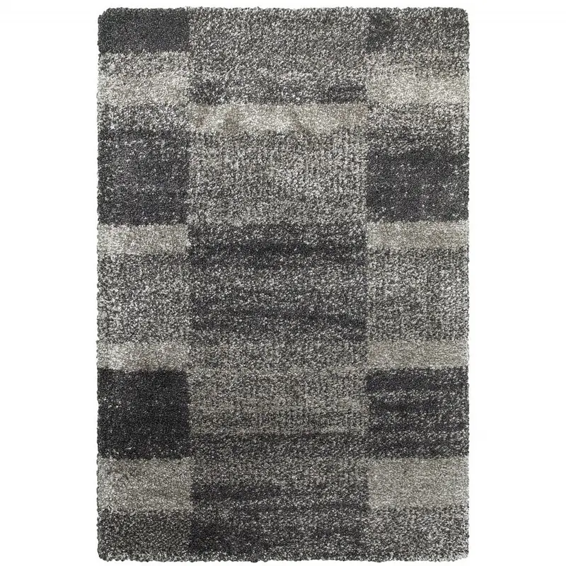 10′ x 13′ Charcoal, Silver, and Grey Shag Area Rug — Power-Loomed & Stain-Resistant