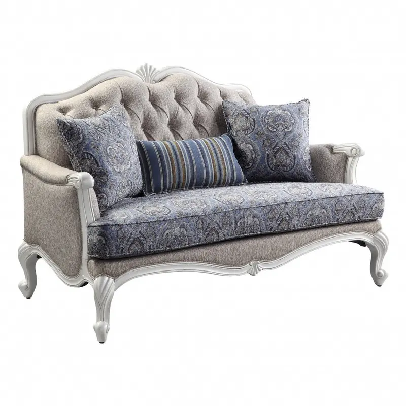 100% Beige Linen Loveseat – 64″ Minimalist Love Seat with Clean White Upholstery