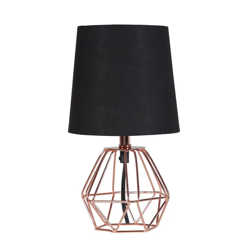 11″ Copper Finish Table Lamp with Black Empire Shade