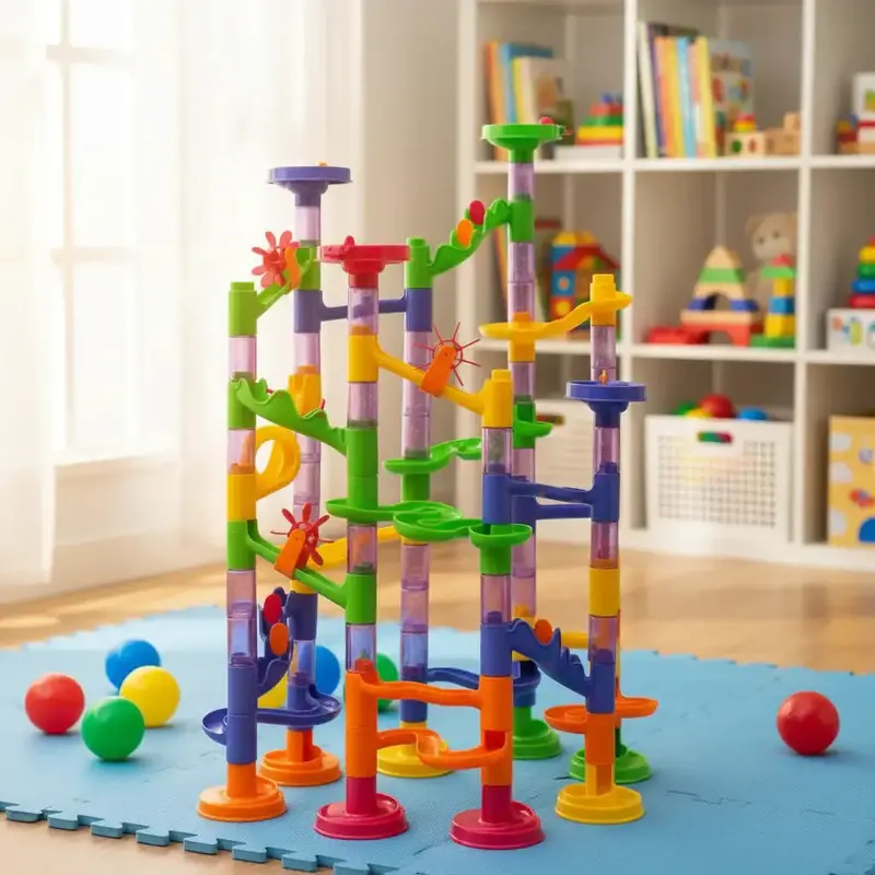 112-Piece Marble Run Construction Kit – Plastic Race Track Building Set for Children | VIDAXL
