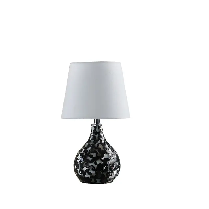 12-Inch Black Table Lamp with Classic White Globe Shade