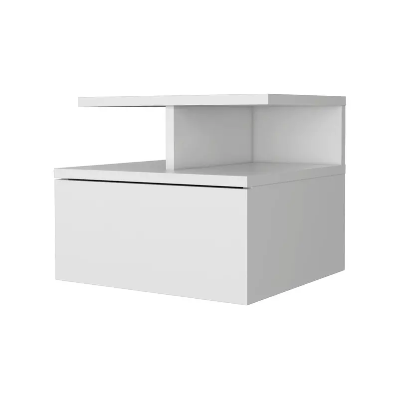 12-Inch Floating Wood Nightstand with Single Drawer