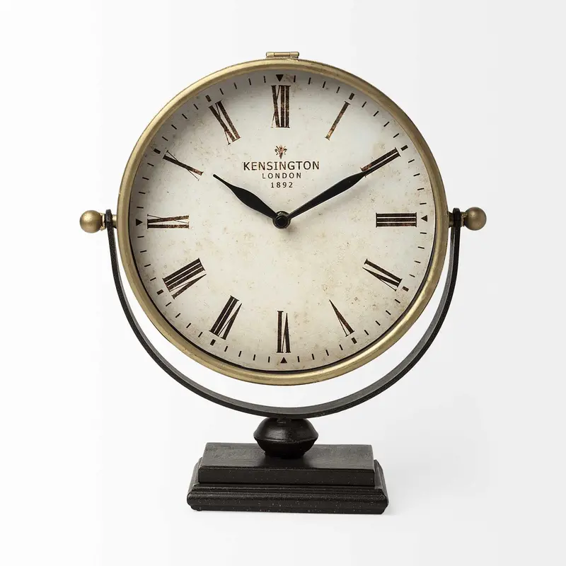 12-Inch Gold Metal Round Wall Clock