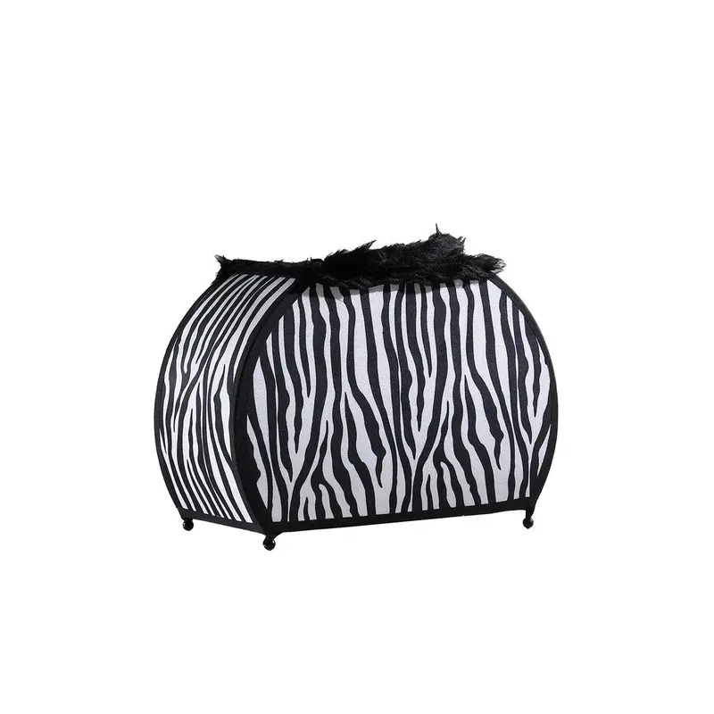 12-inch Zebra-Print Accent Lamp in Black and White