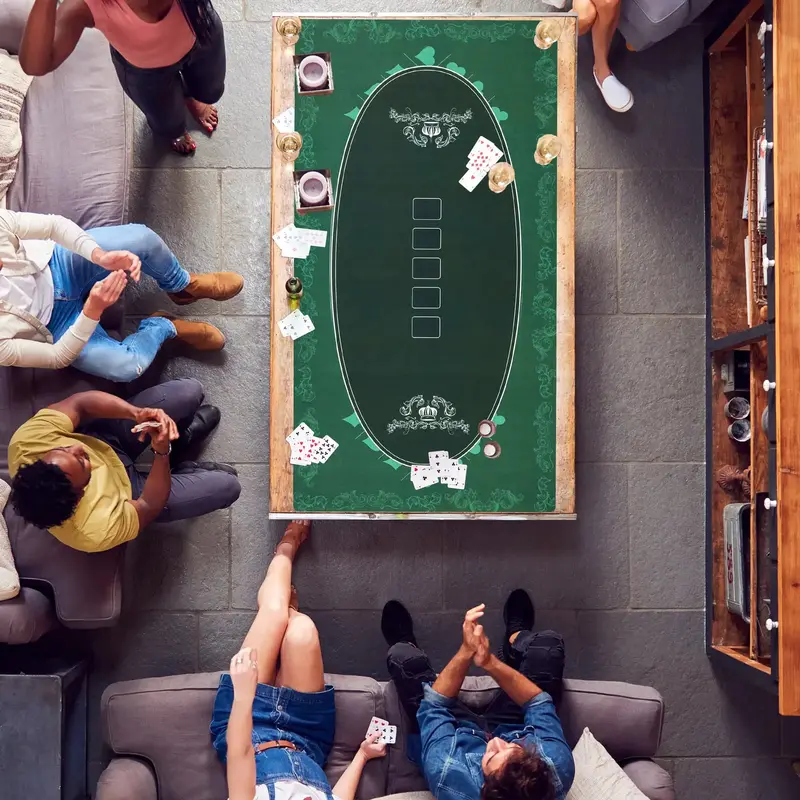 12-Player Poker Table Mat – Professional Felt Surface, Non-Slip Base & Travel Bag – SPORTNOW