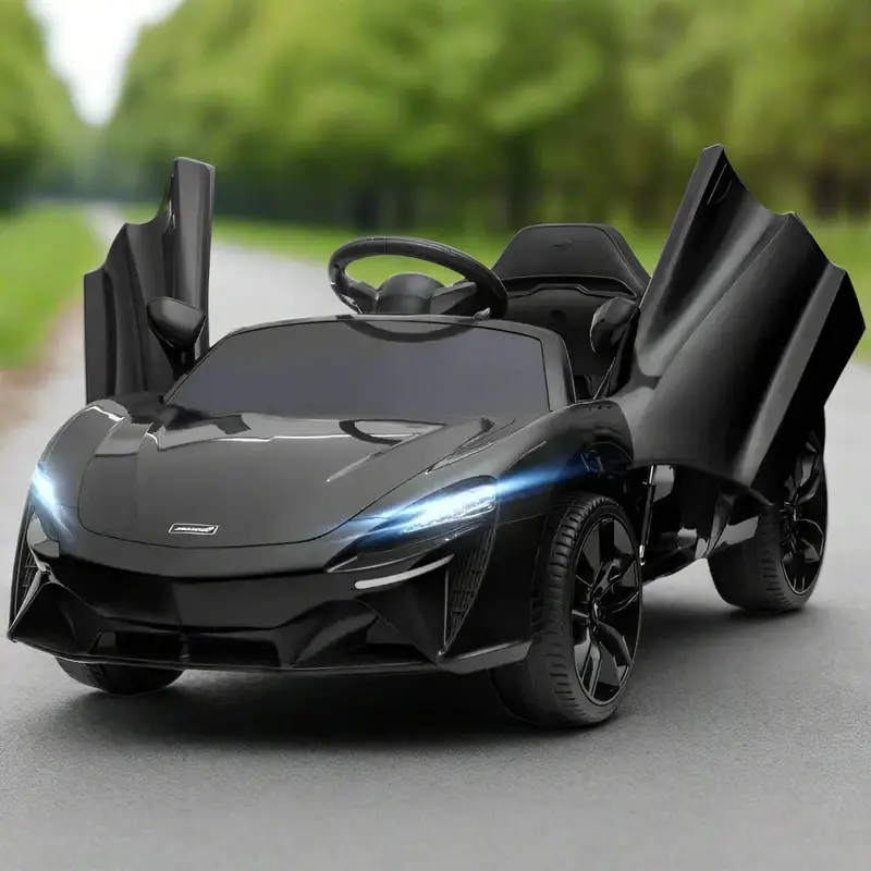 12V Black Licensed McLaren Ride-On Car for Kids | Butterfly Doors, Illuminated Details | HOMCOM