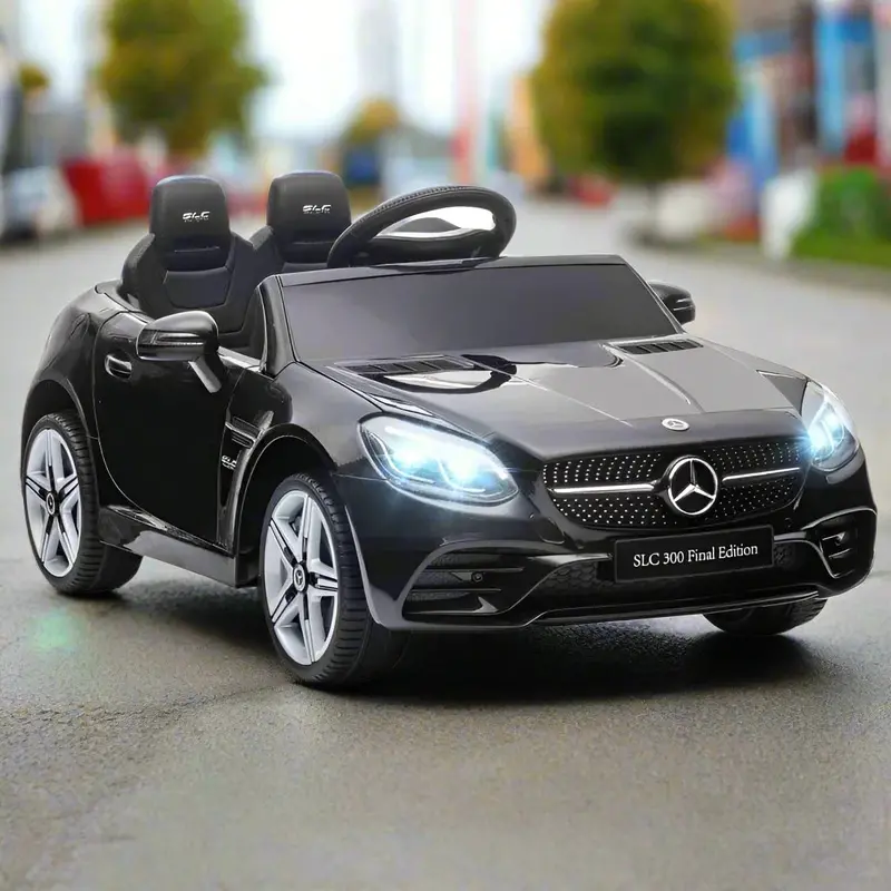 12V Licensed Mercedes-Benz SLC 300 Kids Ride-On Car – Black Electric Vehicle with Music & LED Lighting | AIYAPLAY