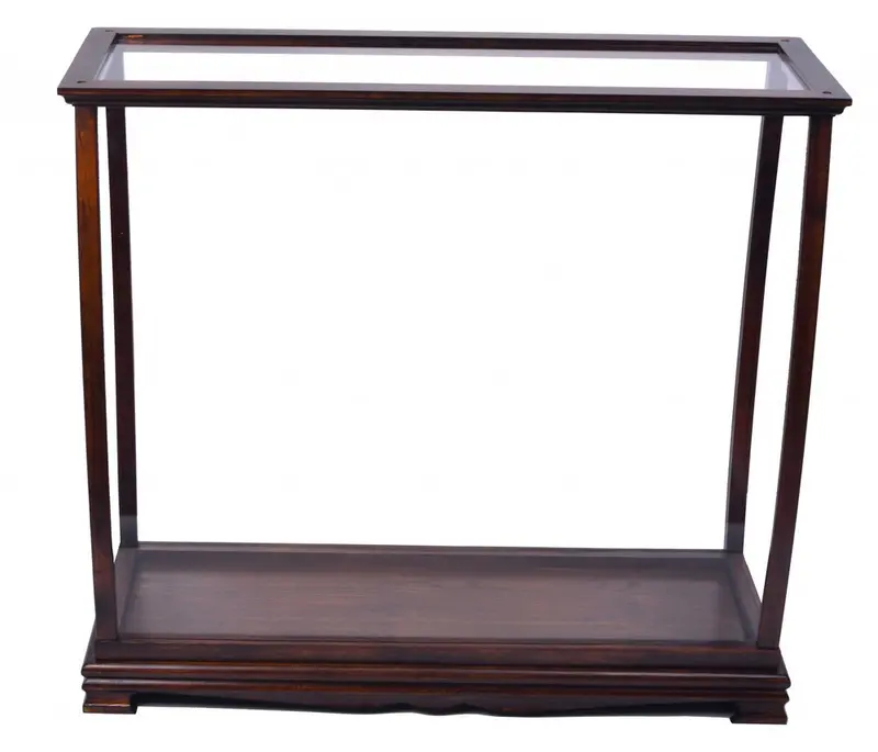 13-Inch Dark Brown Wooden Base with Clear Glass Display Stand