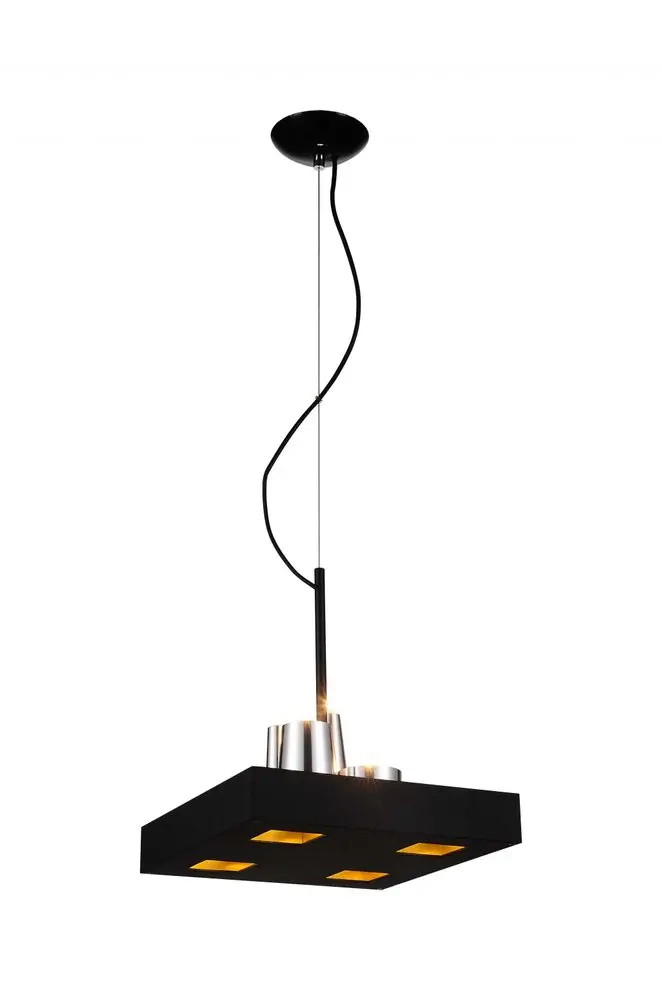 14x14x59-Inch Black Stainless Steel Pendant Lamp