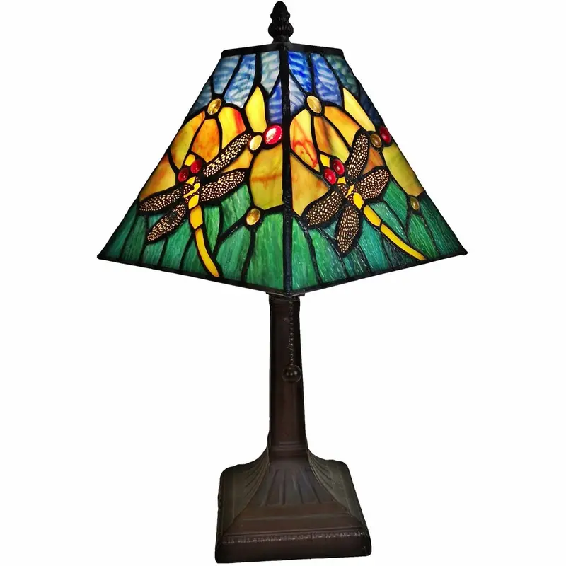 15-Inch Dark Brown Metal Candlestick Table Lamp with Emerald Green Empire Shade