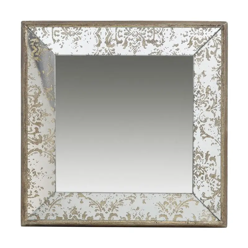 15-Inch Square Vintage-Style Wall Mirror with Distressed Frame