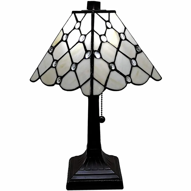 15″ Matte Brown Metallic Candlestick Lamp with Classic White Empire Shade