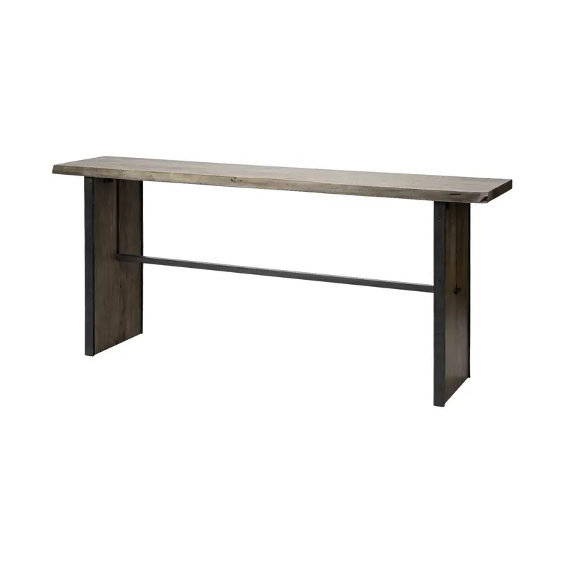 16-Inch Brown Solid Wood Console Table with Minimalist Design