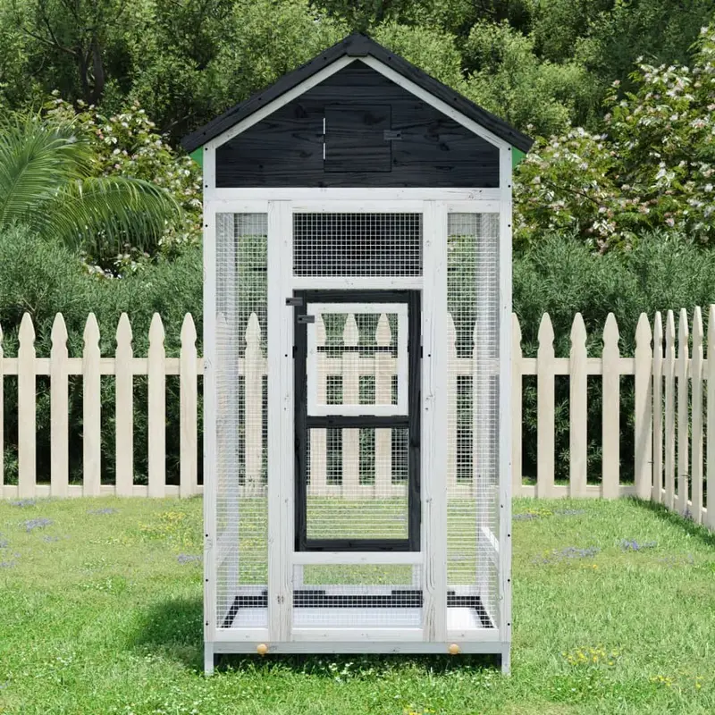 170 cm White Pine Wooden Bird Aviary – Outdoor Aviary with Integrated Nesting Box