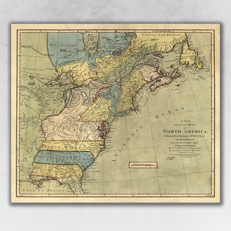 1771 Historical Map of North America – Antique Unframed Print