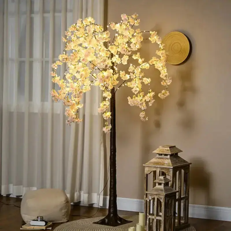 180cm Sakura-Themed Light-Up Cherry Blossom Tree with 450 Warm White LEDs | HOMCOM