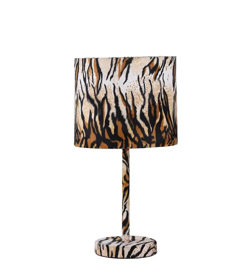 19-Inch Brown-and-Black Bedside Lamp with Matching Drum Shade