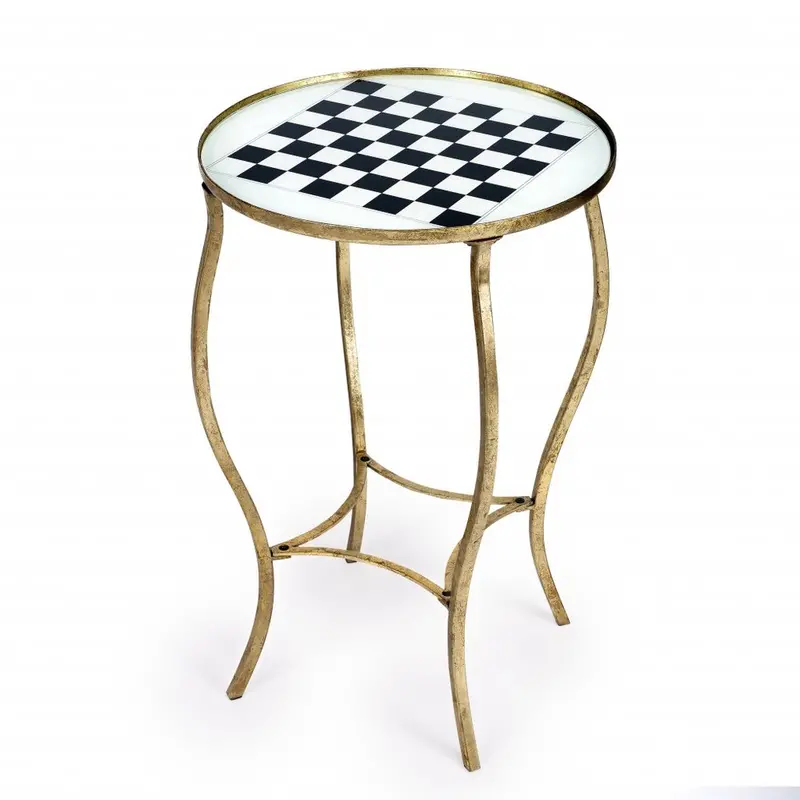 19-Inch White-and-Gold Round Coffee Table – Glass Top with Metallic Aluminum Frame