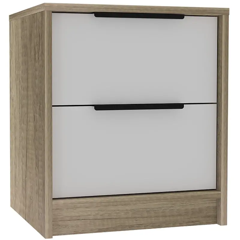 19-Inch Wooden Nightstand with Two Smooth-Glide Drawers