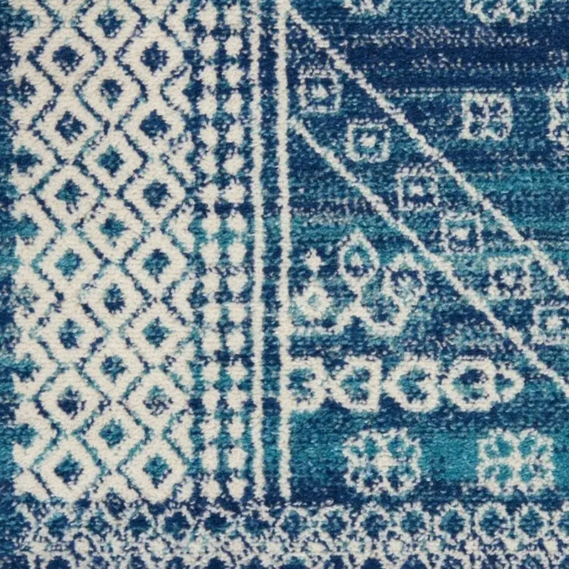 2 ft x 3 ft Navy and Ivory Tribal Pattern Area Rug