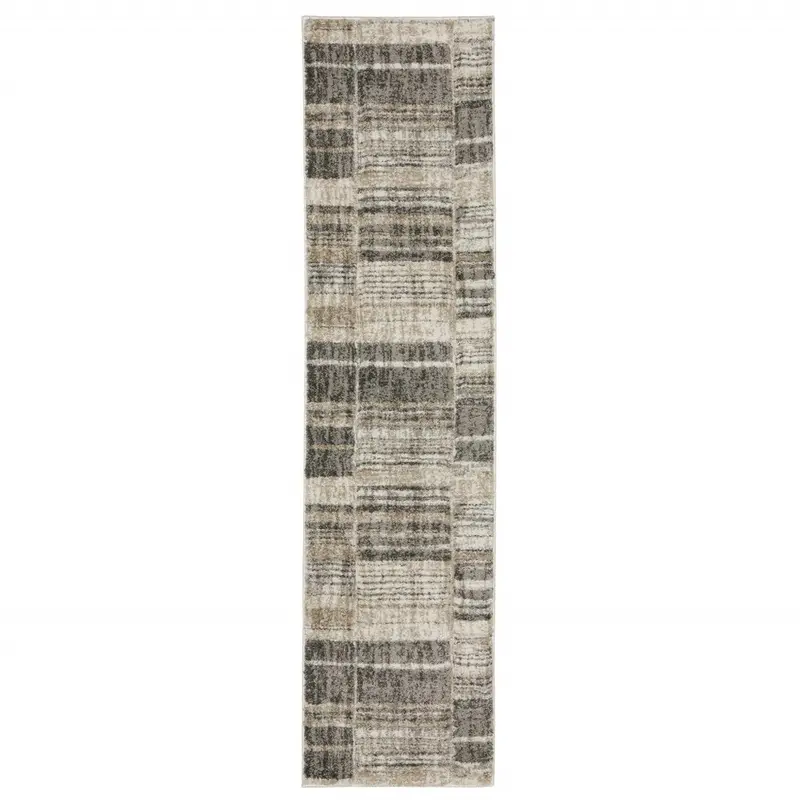 2′ x 8′ Earth-Tone Stain-Resistant Geometric Runner Rug