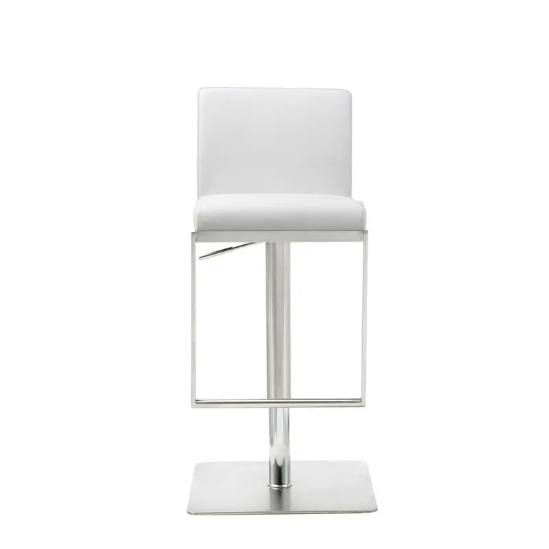 20-Inch Modern Bar Stool – White and Silver Stainless Steel Design