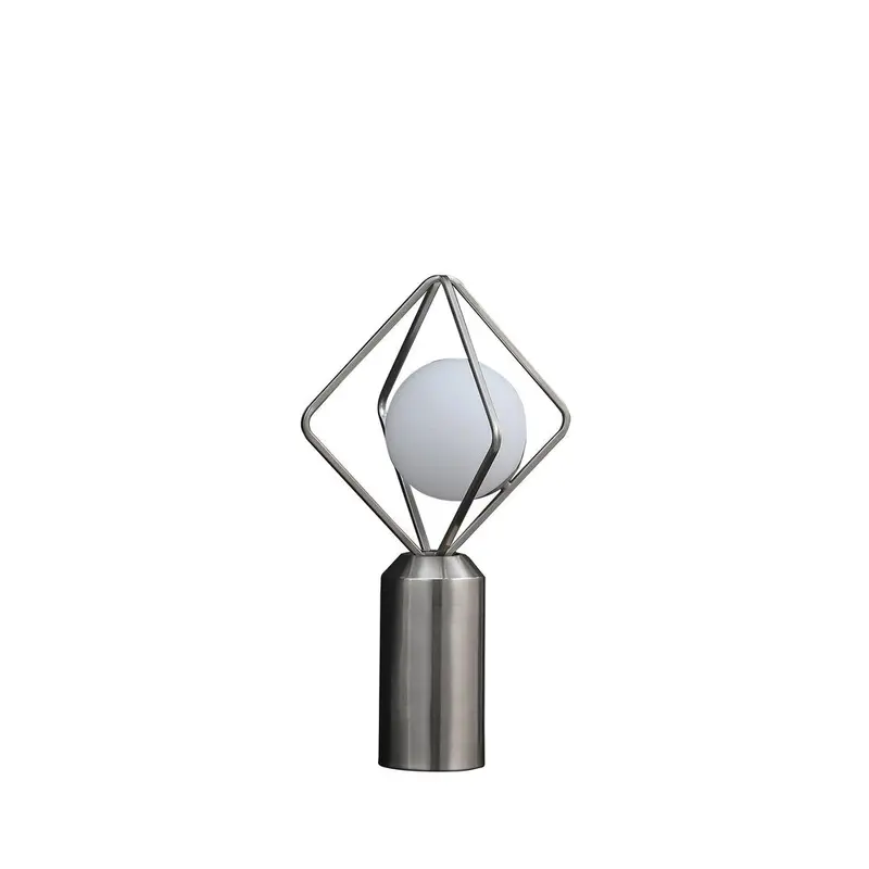20-Inch Silver Geometric Pedestal Table Lamp for Modern Desks