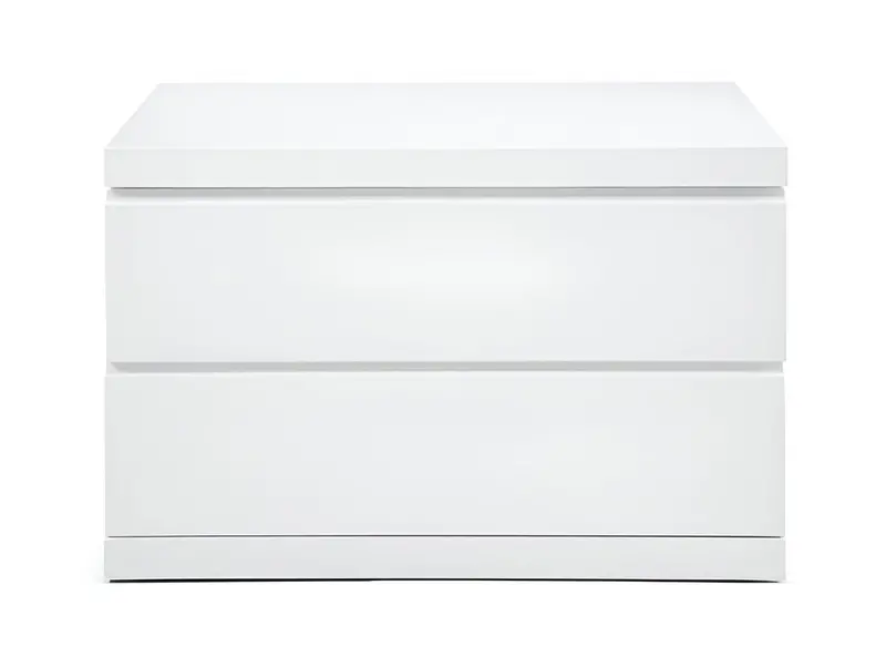 20-Inch White Wooden Two-Drawer Nightstand – Compact Bedroom Storage