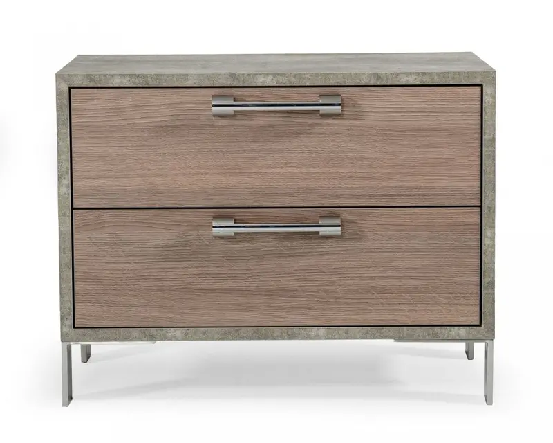 20″ Two-Drawer Nightstand – Brown & Gray Wood Composite Finish