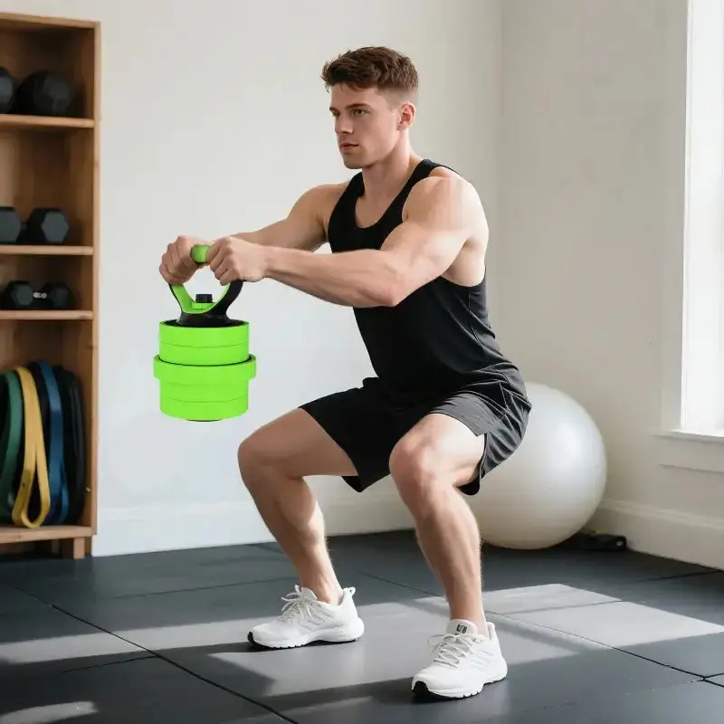 20kg Versatile 4-in-1 Weight System: Dumbbells, Barbells, Kettlebells & Push-Up Bars | SPORTNOW Green