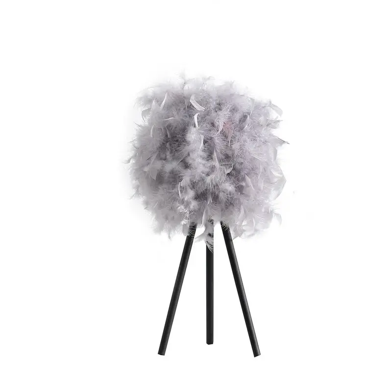 21-inch Soft Gray Modern Feather-Shade Tripod Lamp