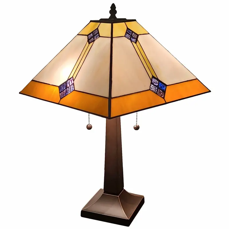 21-Inch Two-Light Dark Brown Candlestick Lamp with Warm Beige Shade