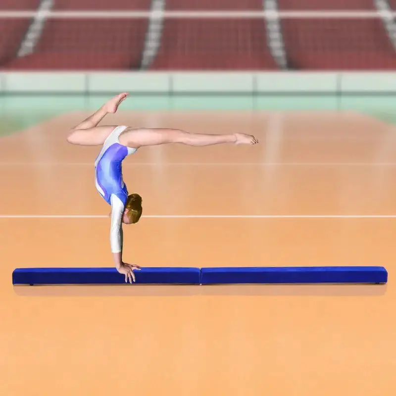 210cm Adjustable Gymnastics Balance Beam | Blue Suede Surface & High-Density Foam Core by HOMCOM
