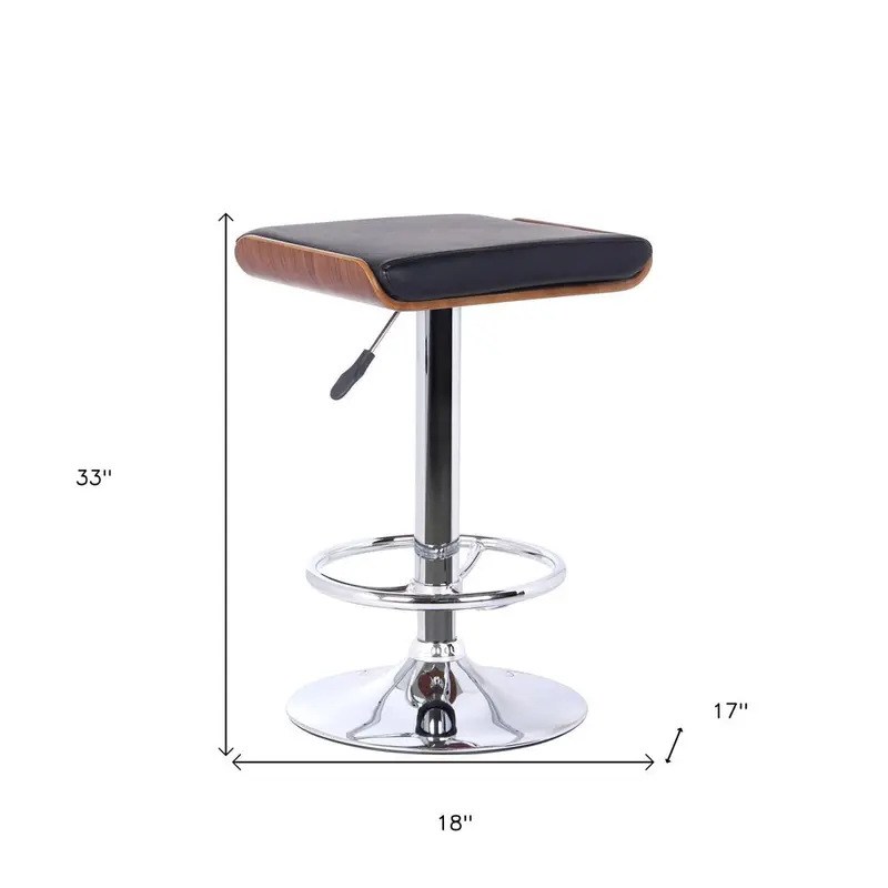 24-Inch Black-and-Silver Iron Backless Adjustable Bar Chair