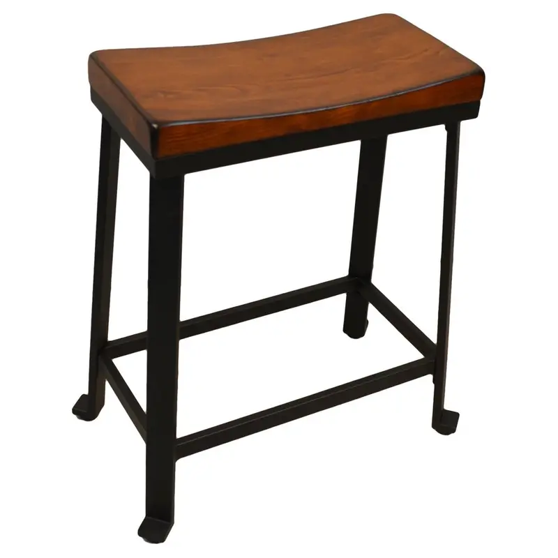 24-Inch Chestnut and Black Steel Counter Height Bar Stool