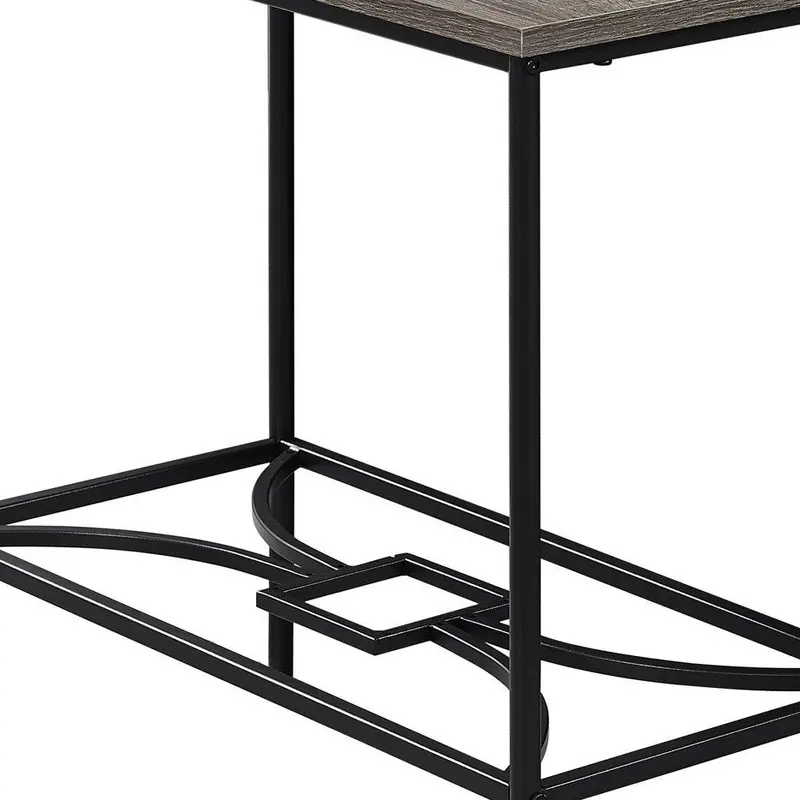 24-Inch Taupe and Black Storage Console Table
