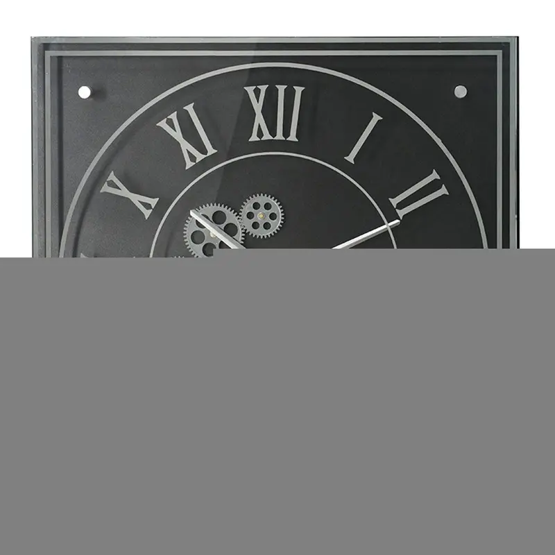 24-Inch Vintage Gear-Themed Wall Clock – Black-and-Silver Industrial Design