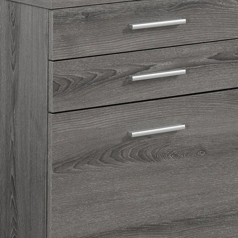 25-Inch White-and-Gray Filing Cabinet with Wood and Particle Board Construction