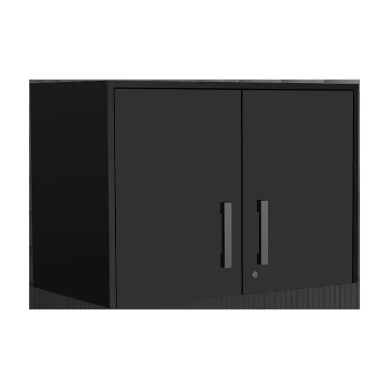 28-Inch Black Wall-Mounted Accent Cabinet – 6 Shelves, 3 Drawers