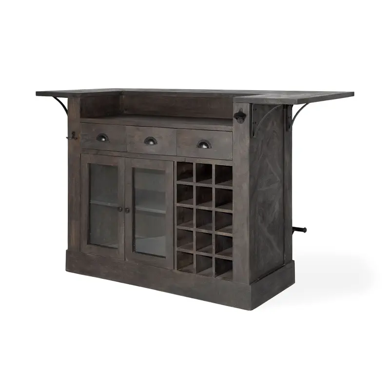 29-Inch Gray Rolling Kitchen Island – Solid Wood Construction with Storage