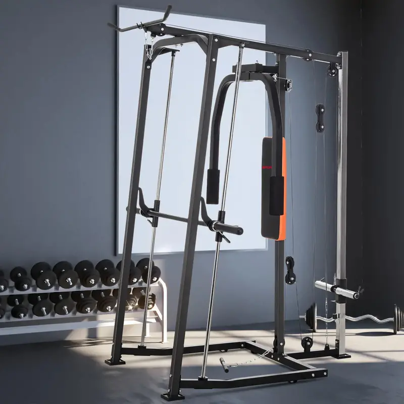 3-in-1 Home Gym Station – Squat Rack, Cable Pulley System & Bench Press Setup – SPORTNOW