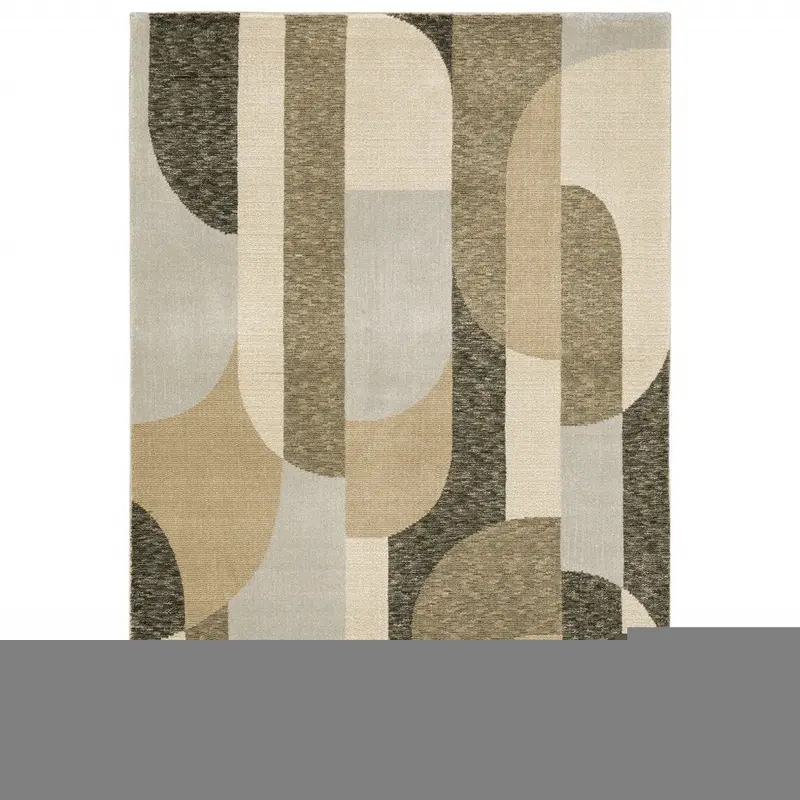 3′ x 5′ Geometric Area Rug in Brown and Ivory with Power-Loomed Durability