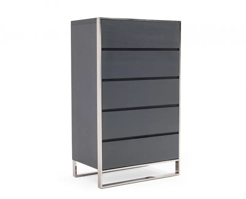 30-Inch Grey Engineered Wood Five-Drawer Chest of Drawers