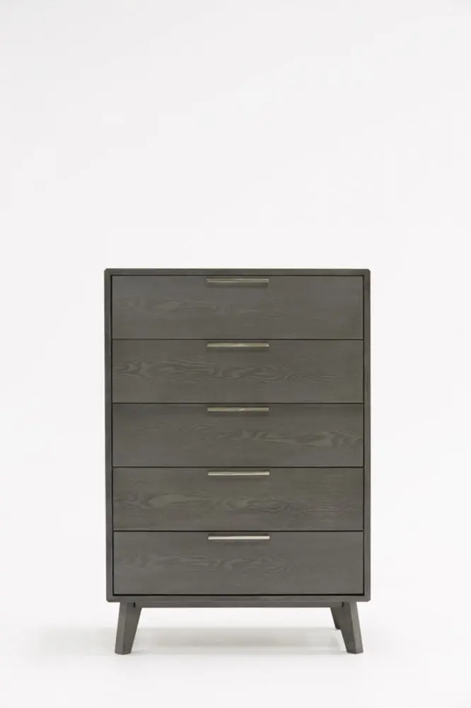 30-inch Grey-Wash Solid Wood Five-Drawer Chest with Rustic Charm