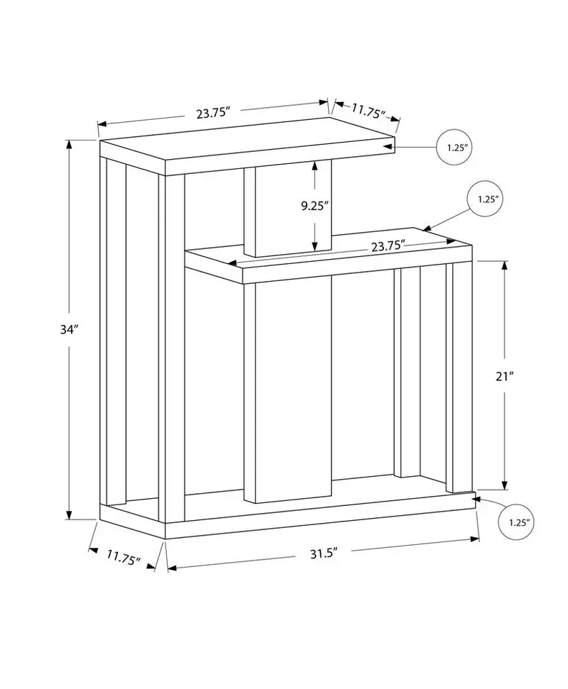 32-Inch Taupe Free-Form Floor Shelf Console Table with Storage
