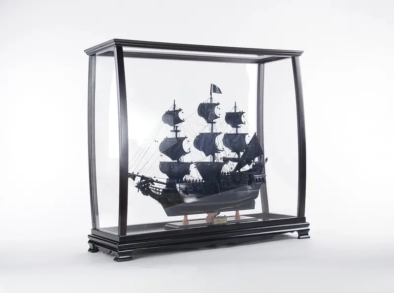 34-Inch Tall Black Glass Display Pedestal for Showcasing Art or Objects