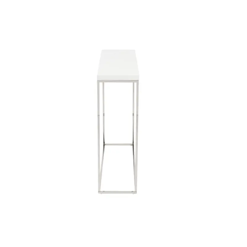 35-Inch Modern White and Silver-Finished Console Table
