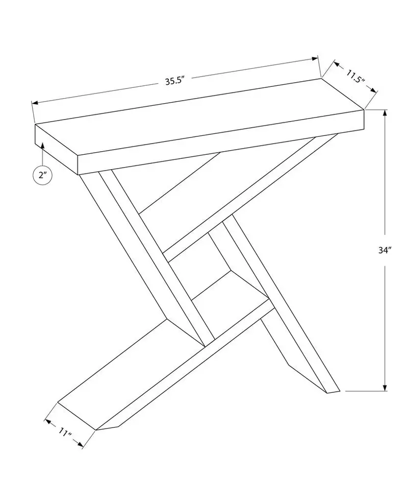 36″ Abstract Gray-and-Black Console Table with Integrated Shelving
